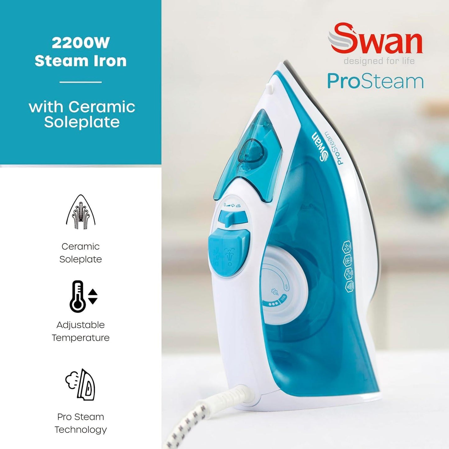 Swan Steam Iron with Ceramic Soleplate