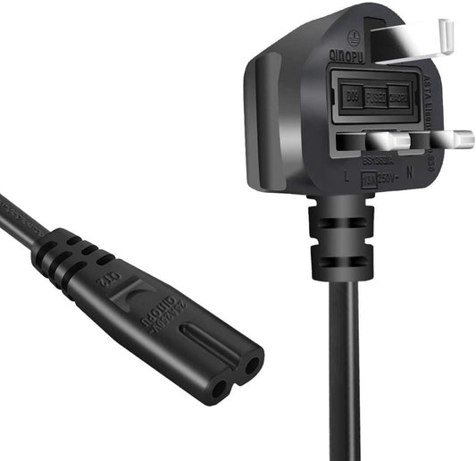 ExtraStar 2 Pin Power Cable UK Plug 1.5m – Black