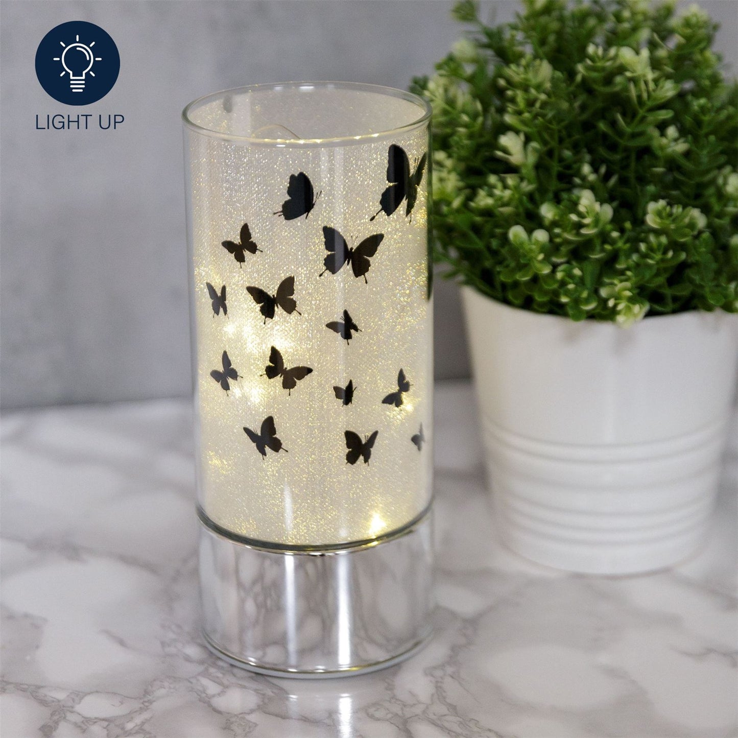 Glass Butterfly Design Tube with LED Lights 20cm