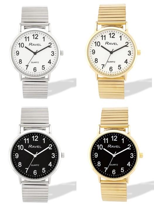 Ravel Mens Basic Everyday Dial Stainless Steel Expander Bracelet Watch Available Multi Colour