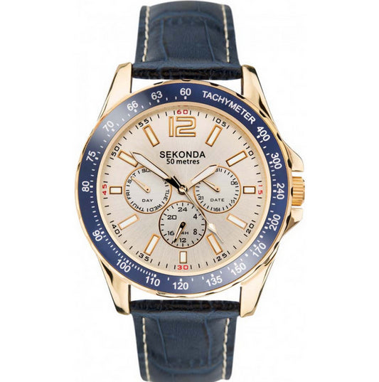 Sekonda Mens Watch with Champagne Dial and Blue Leather Strap 1832