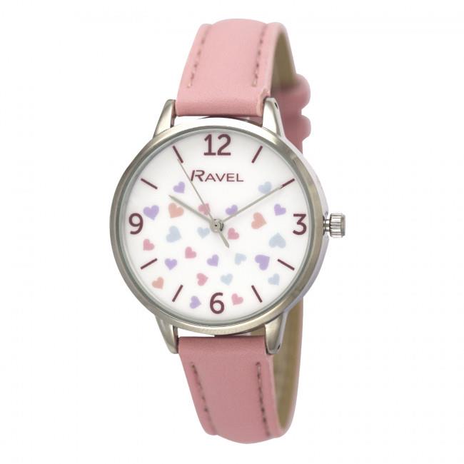 Ravel Ladies Hearts Leather Strap Watch - RF012 Available Multiple Colour