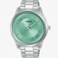 Lorus Mens  Basic Fashion Date Mint Green Sunray Dial Silver Plated Stainless Steel Bracelet Watch RH931RX9