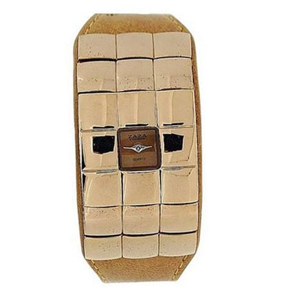 Zaza London Ladies Fashion Bronze Extra Small Dial Bronze Mirror & Brown Leather Strap Watch - CLEARANCE NEEDS RE-BATTERY