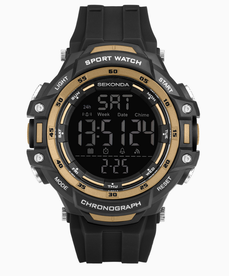 Sekonda Mens Crossfell Digital Black Plastic Case & Strap with Black LCD Display Watch