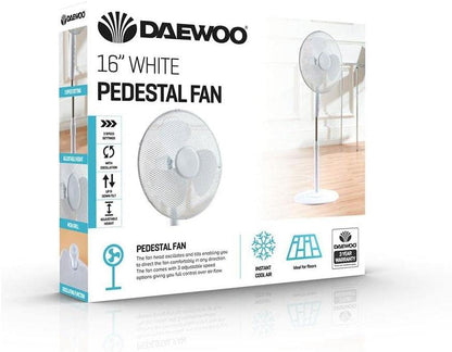 Daewoo Round Base 16" Pedestal Fan White