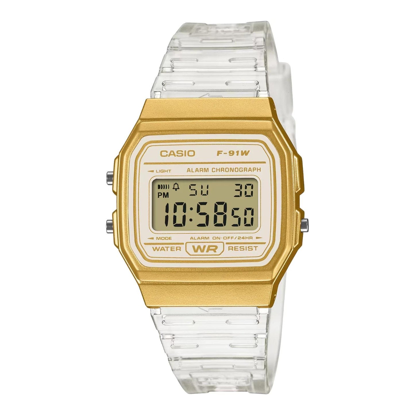 Casio Ladies Gold Digital Metallic Finish Clear Strap Watch