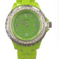 Henley Ladies Bling Fashion Case Lime Green Dial And Plastic Strap Watch H0826.11  - CLEARANCE NEEDS RE-BATTERY