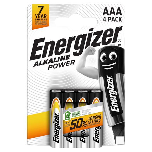 Energizer Alkaline Power AAA Batteries, 4 Pack