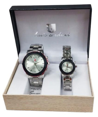 Luis Cardini Couple Mens & Ladies Fashion Dial & Bracelet Watch Gift Set