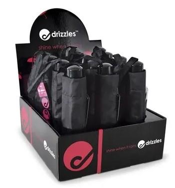 Drizzles Deluxe Super Mini Black Plain Umbrella (BOX OF 12) UU0311