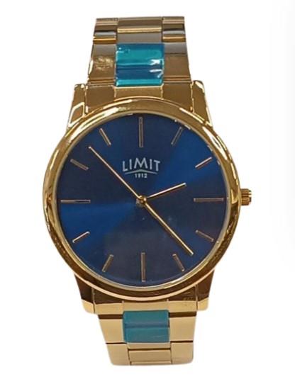 Limit Mens Fashion Blue Dial Gold Plated Bracelet Watch 50024