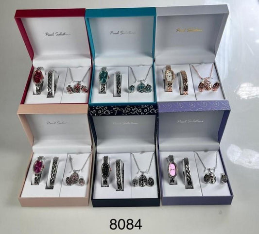 Geneva Ladies Bling Barcelet Watch Gift Sets 8084 Available Multiple Colour