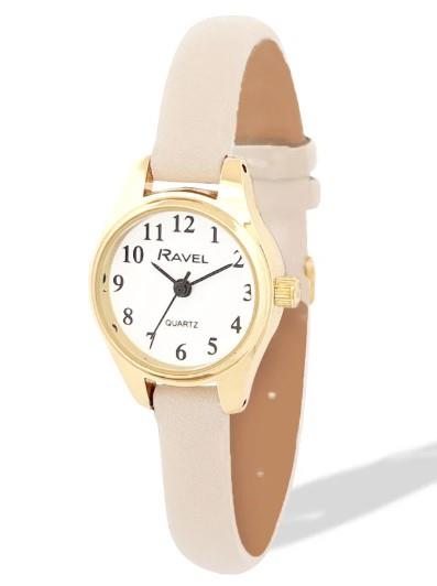 Ravel Ladies Round Petite Case Clear Numeral with Leather Strap Watch Available Multi Colour