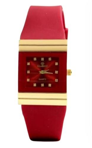 Clasico Ladies Water Resistant Bling Square Dial Rubber Strap Watch Available Multiple Colour