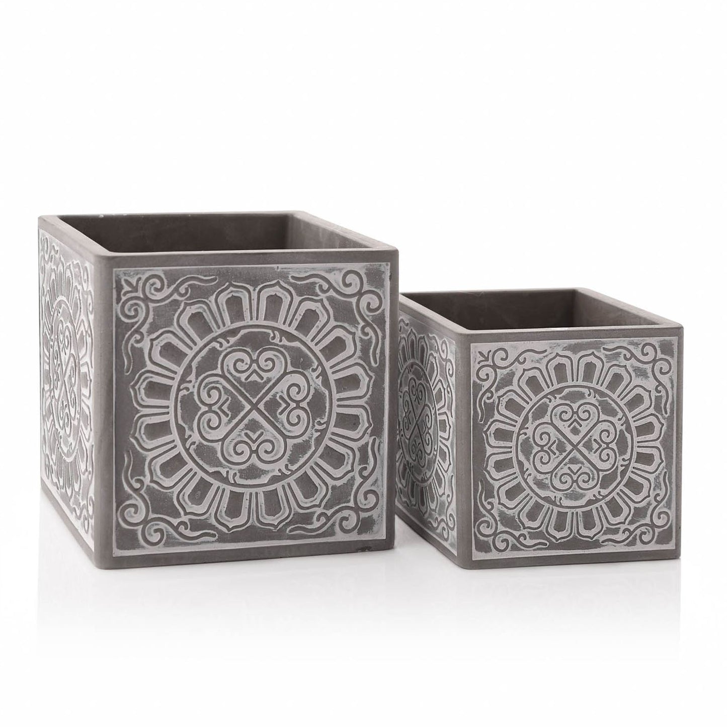 Set of 2 Small Square Planters 10.5cm & 14cm