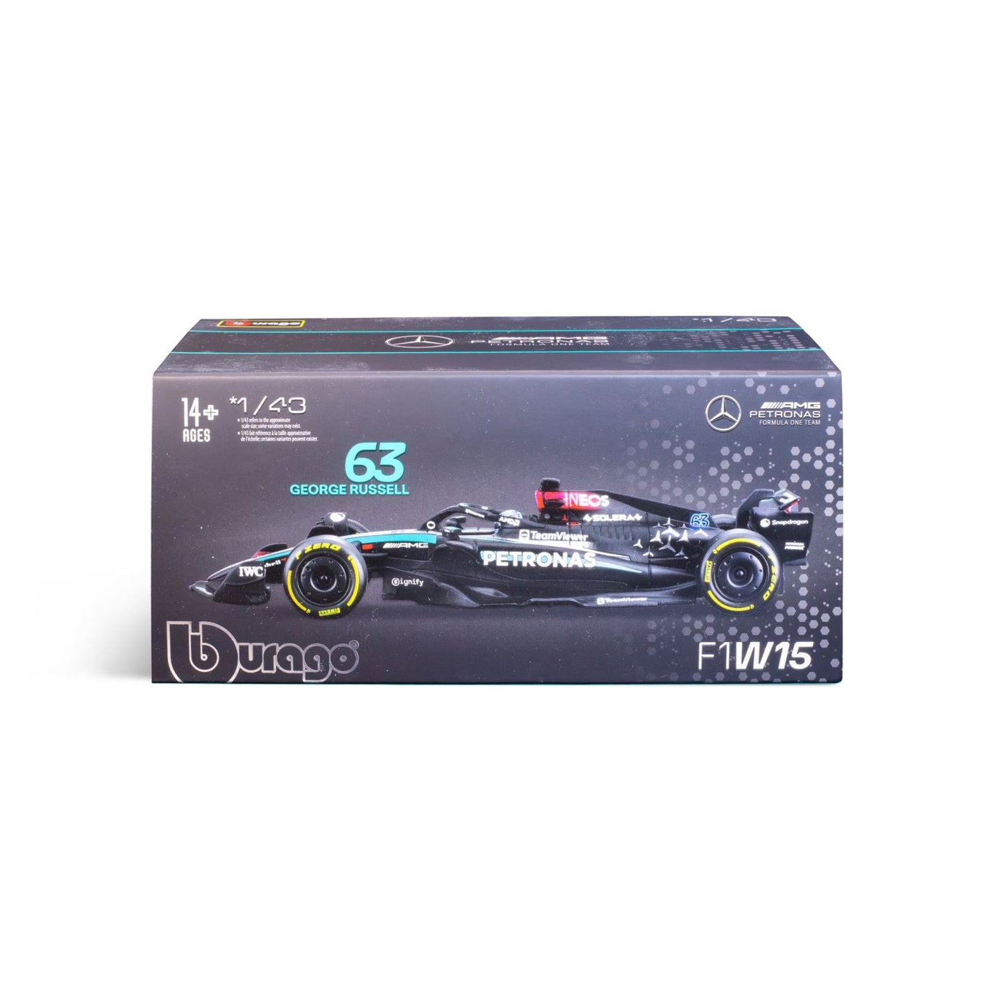 1:43 F1 Mercedes Amg W15 2024 With Helmet Russell - Diecast Model car Collectables