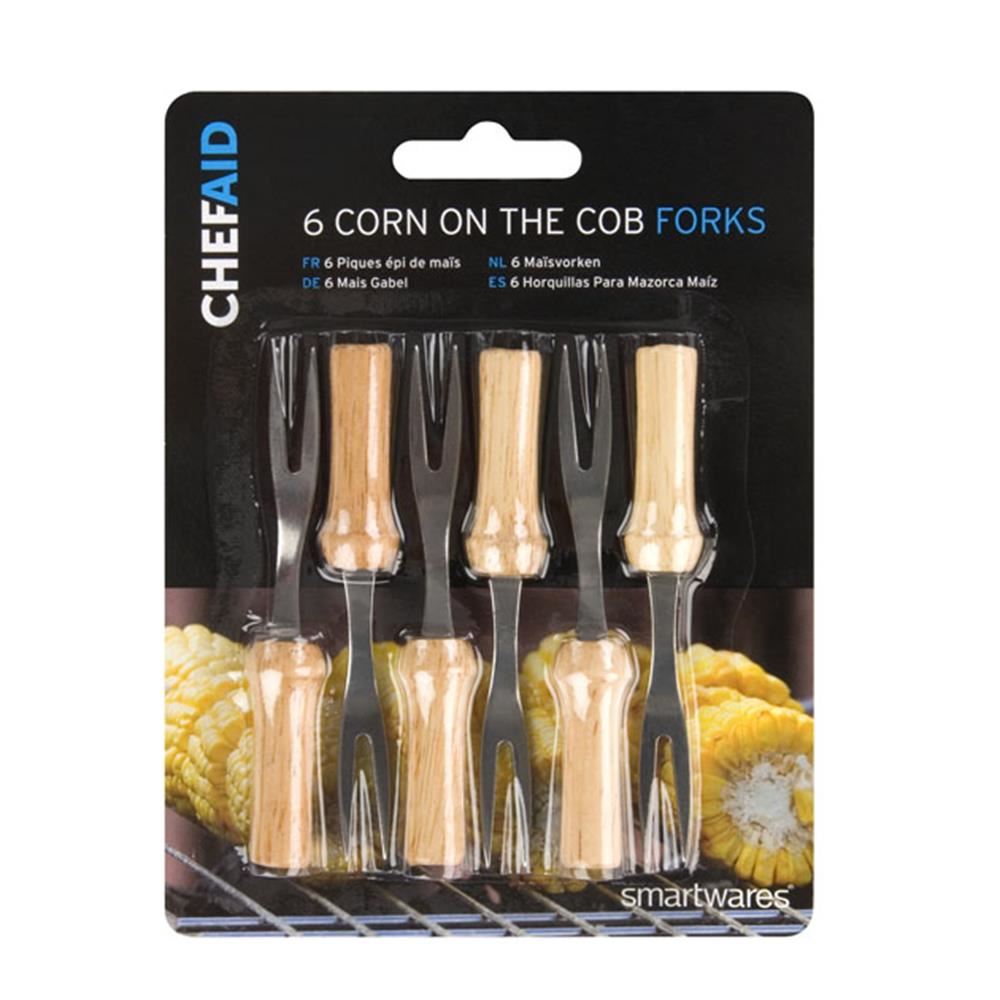 Chef Aid 6 Corn On The Cob Holders with Wood Handles (Carton of 72)