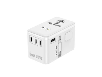 WYEFLUX Any Port Universal Travel Adapter with Retractable Cable