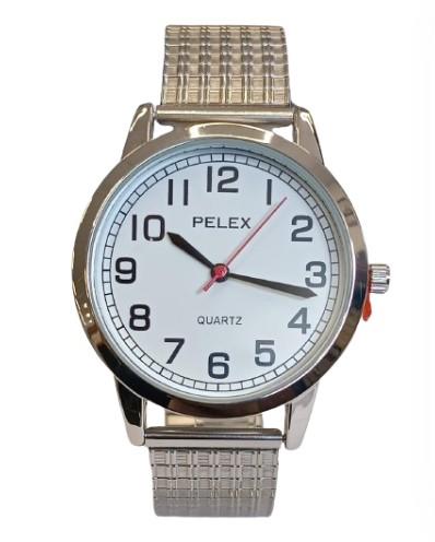 Pelex Mens Big number Metal Bracelet Strap Quartz Watch Available Multiple Colour