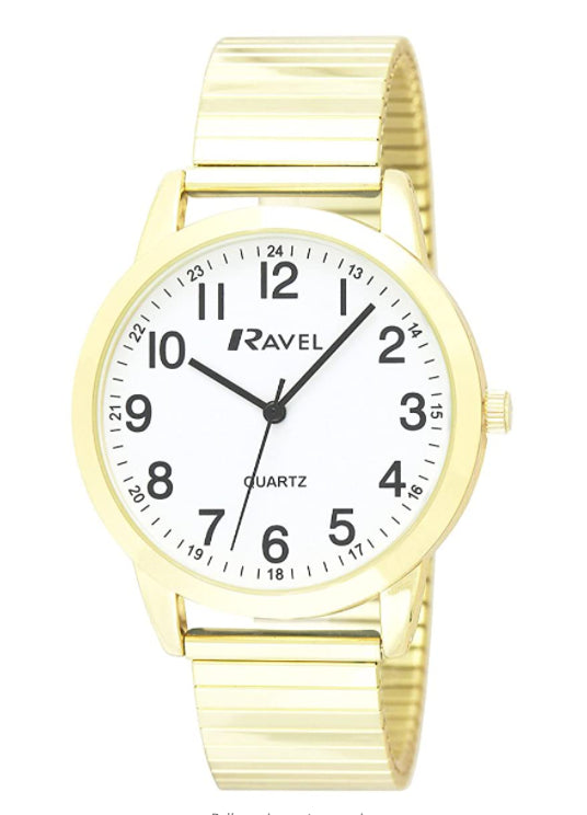 Ravel Mens Basic Bold Number Expander Bracelet Watch R0232G