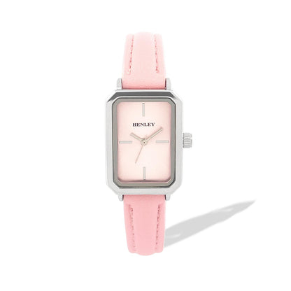 Henley Womens Mnimal Rectangular Leatherette Fashion Watch - Purple/Green/Pink/White