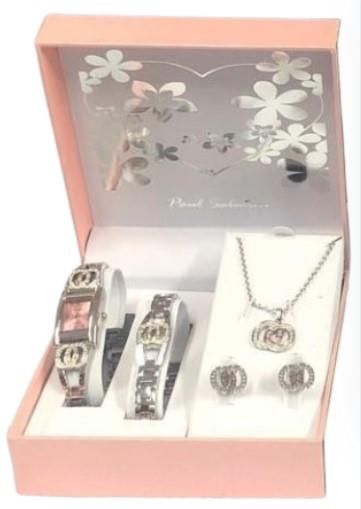 Paul Salatini Ladies Bling Barcelet Watch Gift Sets 27104 Available Multiple Colour