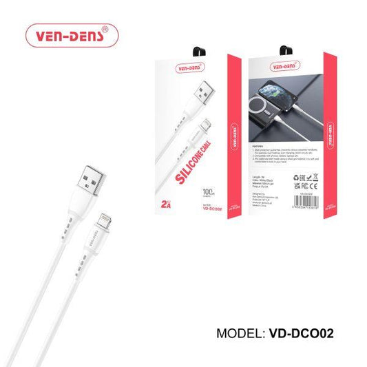 Ven-Dens USB to Lighting Charging Cable White 1m