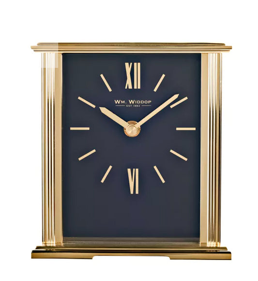 WIDDOP GOLD MANTEL CLOCK NAVY BLUE DIAL  W2940