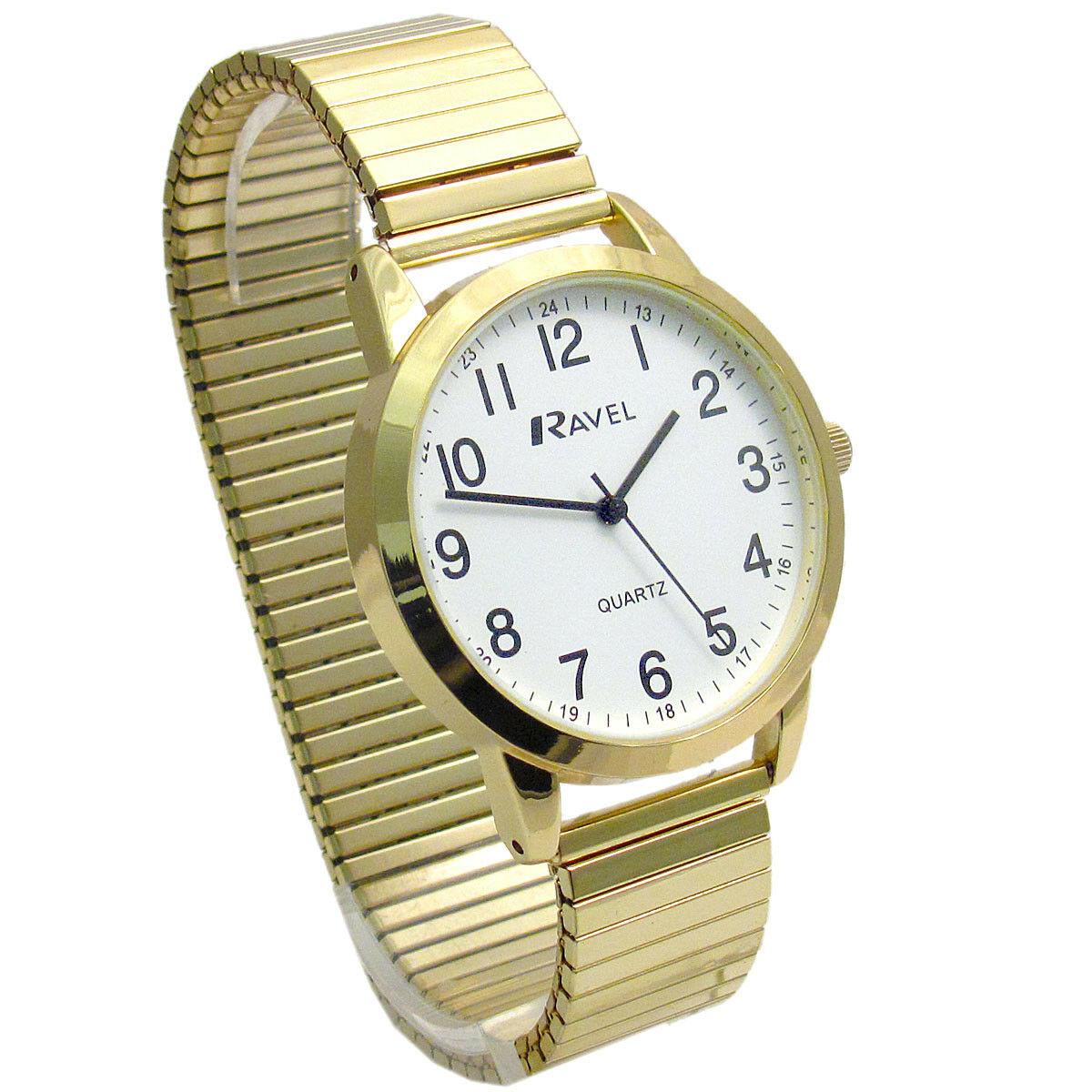 Ravel Mens Basic Bold Number Expander Bracelet Watch R0232G