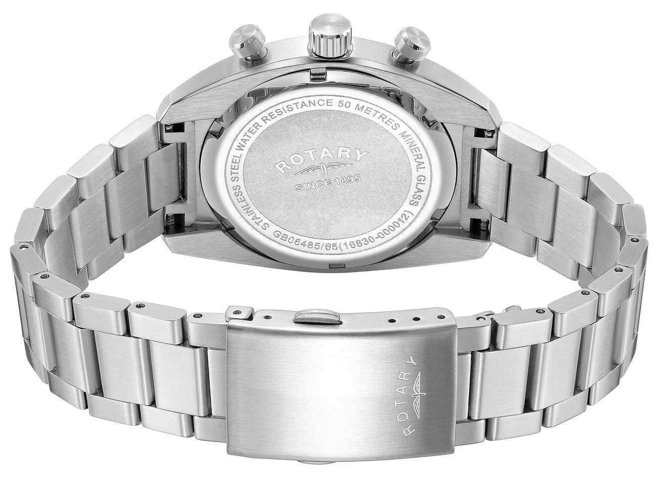 Rotary Mens Avenger Sport Chronograph Black Dial Stainless Steel Bracelet Watch
