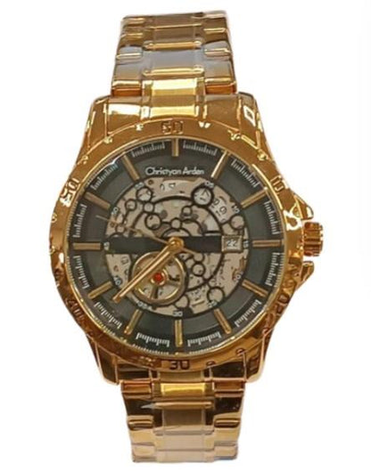 Christyan Arden Mens Fashion Dated Dial Analogue Metal Bracelet Strap Watch Available Multiple Colours (NY London)