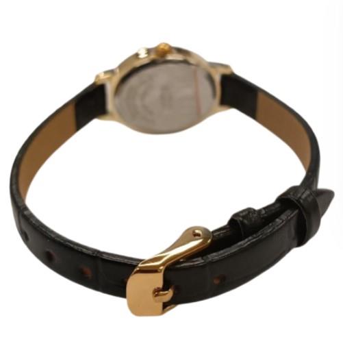 Limit Ladies Basic Golden Face With Black Leather Strap Watch