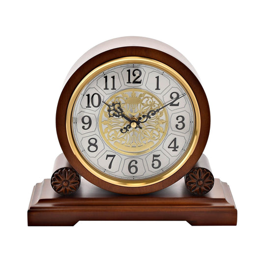 Walnut Westminster Chime Mantel Clock - Barrel shape Arabic Dial