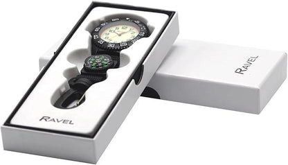 Ravel Mens Fashion Nylon Clip-On Carabiner with Compass and Luminous Dial Analogue Watch Available Multiple Colour