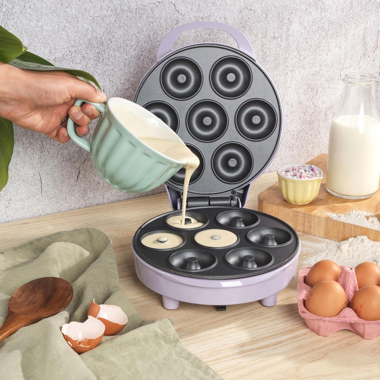 Giles & Posner Mini Doughnut Maker – Non-Stick Cooking Plates EK6222GSPP