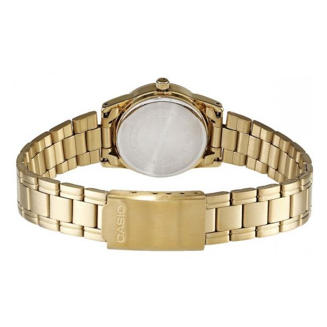 Casio Ladies Gold Plated Analogue Dial Stainless Steel Band Dress Watch - LTP-V001G-9BUDF