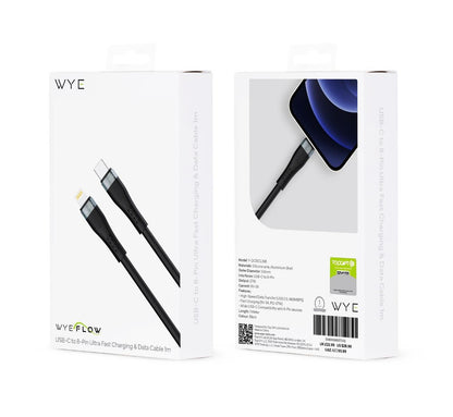 Fast Charging  Wyeflow 27W C to 8 Pin Charging Cable with Ultra Fast Data Transfer Capacity 1m Black
