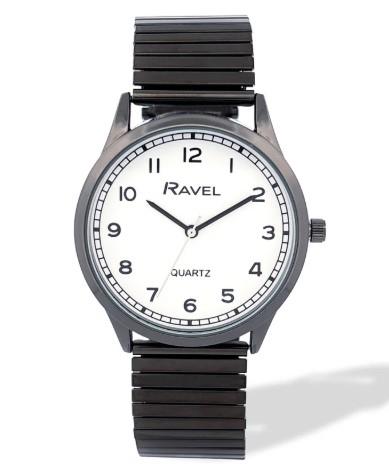 Ravel Mens Basic Easy Read Minute Track on Dial Stainless Steel Expander Bracelet Watch Available Multiple Colour