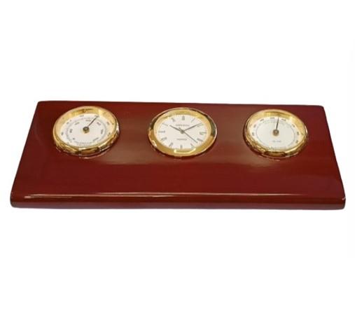 Miniature Clock Dial along with Barometer & Thermometer Dials Brown Solid wood IMP219 - CLEARANCE NEEDS RE-BATTERY