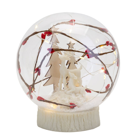 Glass Dome with Wooden Trees and LED Lights16cm