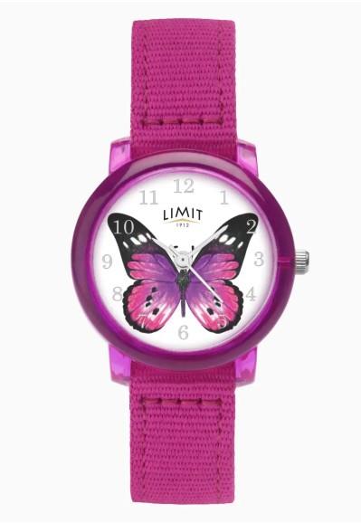 Limit Ladies Fashion Butterfly White Dial with Pink Nylon Strap Watch 6375