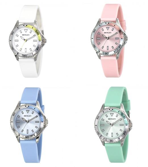 Henley Ladies Aluminium Top Ring Silicone Sports Watch H06188 Available Multiple Colour