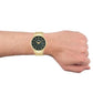 Lorus Mens  Basic Fashion Date Black Dial Gold Plated Stainless Steel Bracelet Watch RH934QX9