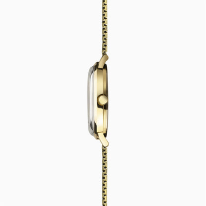 Sekonda Mens Day Date Cream Dial & Stainless Steel Gold Plated Expander Bracelet Watch 1952