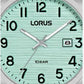 Lorus Mens  Basic Fashion Date Light Green Textured Dial Silver Plated Stainless Steel Bracelet Watch RH909RX9