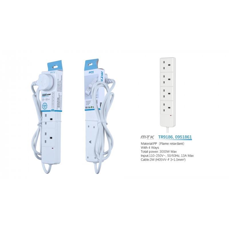 MTK 4 Way 2M Extension Lead 16A Copper Wire