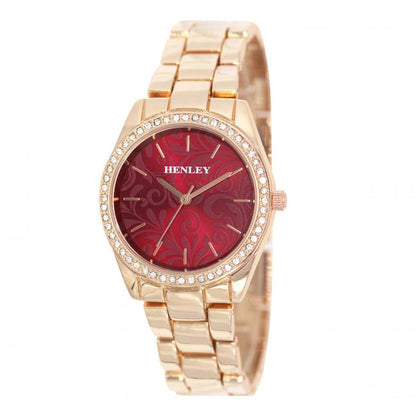 Henley Ladies Fashion Bling Etched Patterned Bracelet Watch H07326 Available Multiple Colour