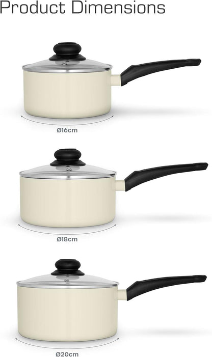 Swan Townhouse 3 Piece Sauce Pan Set Cream