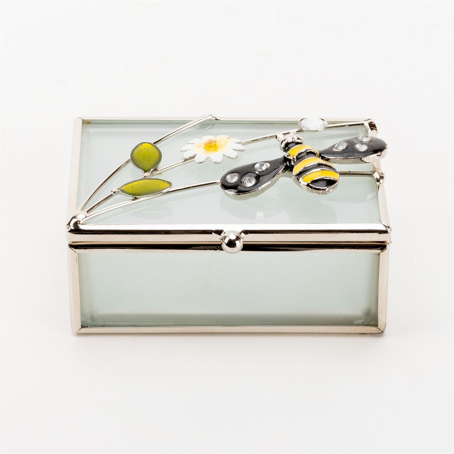 Sophia Classic Glass & Wire Bumble Bee Rectangle Trinket Box